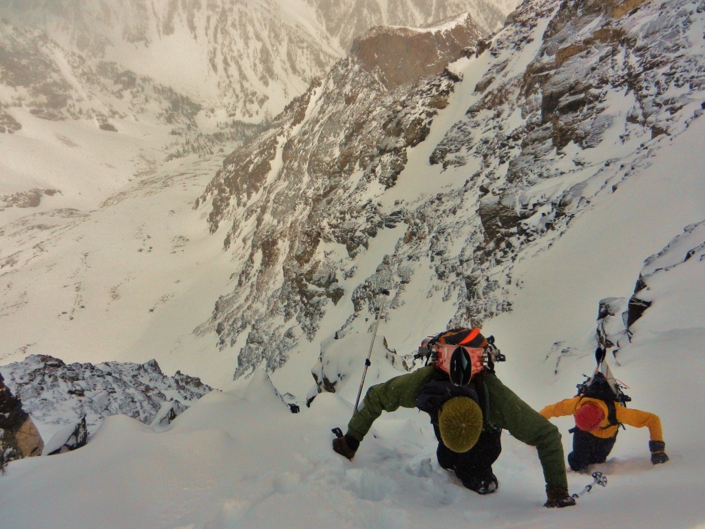 Jon and Bernie near the top of the North Couloir Eagles Rest Peak