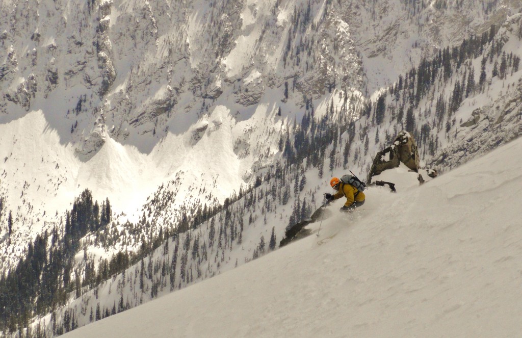 Mike finds some powder on the Upper Drizzlepuss